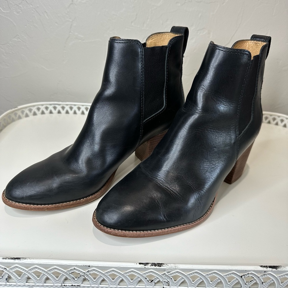 Madewell Black Leather Regan Boots Size 9.5